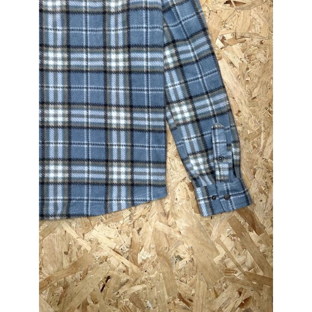 ONeill Fleece Flannel Shirt Mens Medium Blue Plaid Snap Button Long Sleeve - Picture 11 of 14